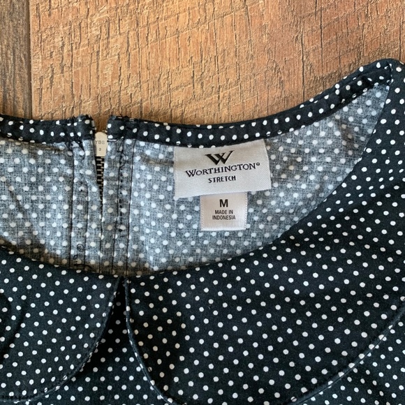 Worthington polka dot peter pan collar blouse top - Picture 3 of 5
